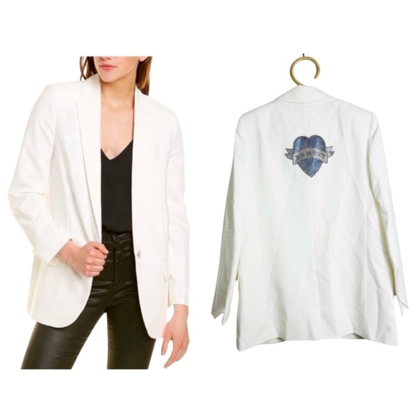 Zadig & Voltaire off-white "Art is Truth" rhinestone embellished blazer NEW - Picture 1 of 14